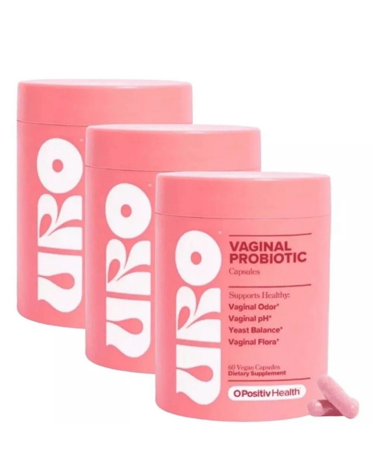 3 PACK URO O Positiv Vaginal Probiotics for Women pH Balance w/ Prebiotic 180 ct
