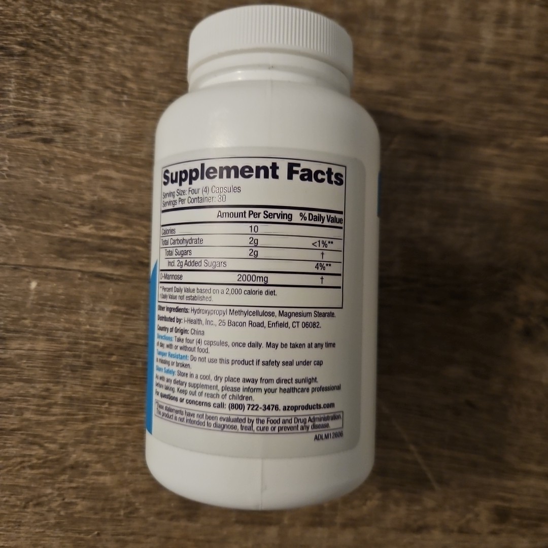 Azo D Mannose Urinary Tract Health 120 Capsules Clinical Strength Exp 2027+