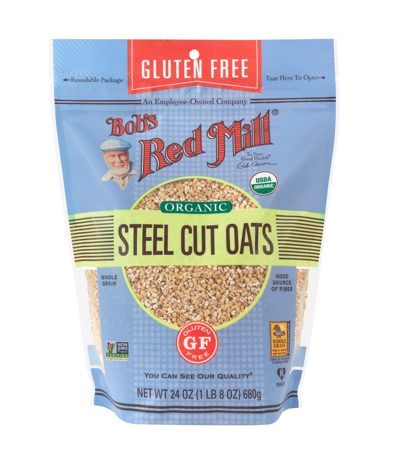 Bob’s Red Mill Gluten Free Organic Steel Cut Oats, 24oz 24 Ounce (Pack of 4)