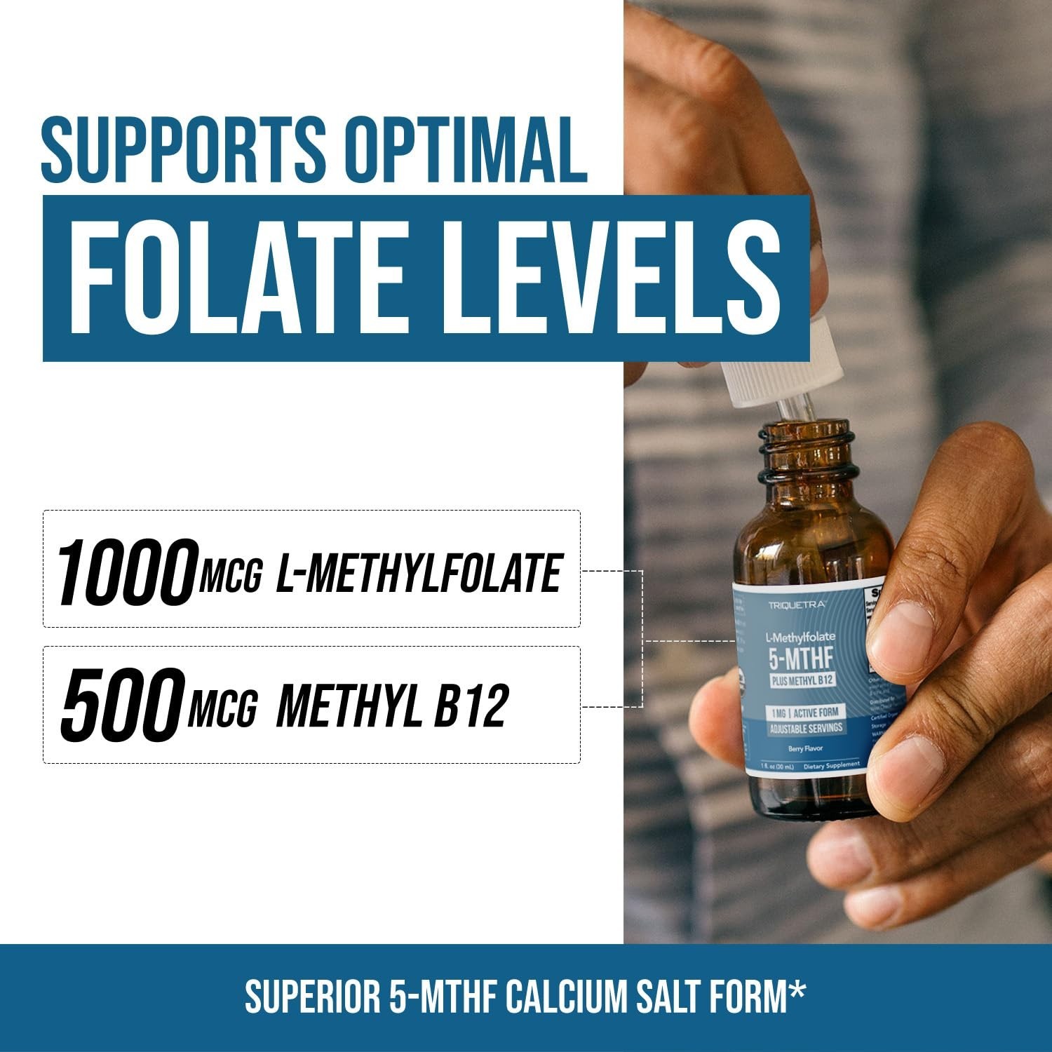 Organic Methyl Folate 1000mcg + Methyl B12 Liquid Drops – Mood & Cognition Boost