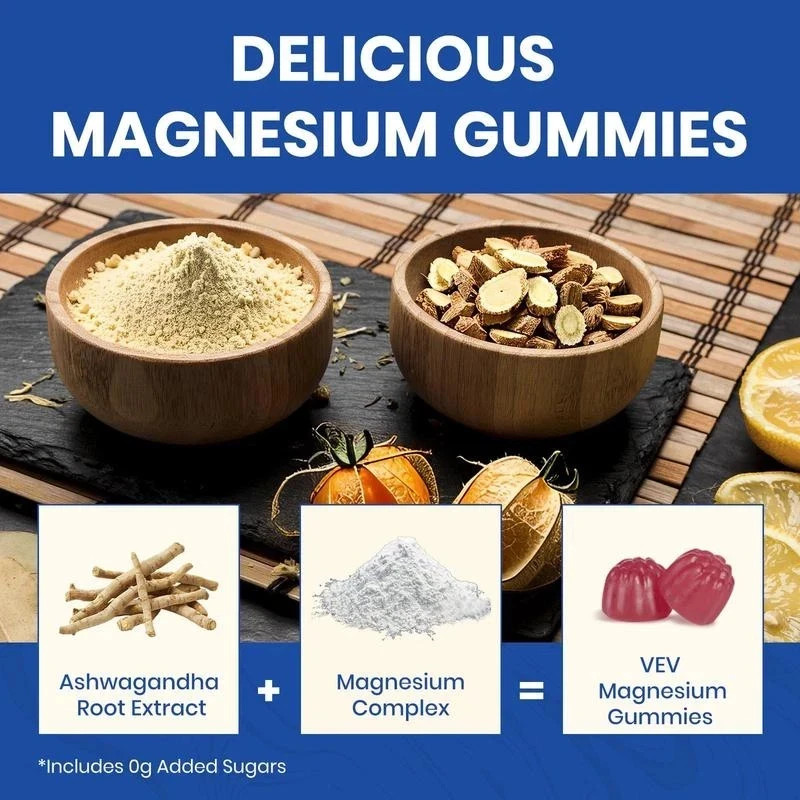 14-in-1 VEV Magnesium Gummies – with Ashwagandha, L-Theanine, Vitamin D3 & Zinc