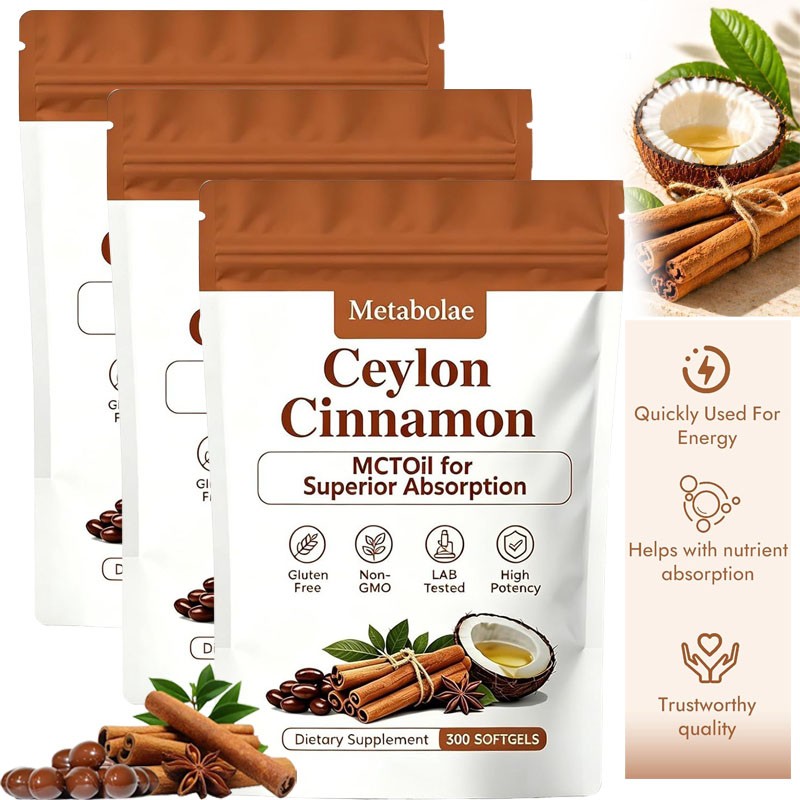 3x Metabolae Cinnamon MCT Oil Softgels, Non-GMO, Gluten Free, 300 Softgels