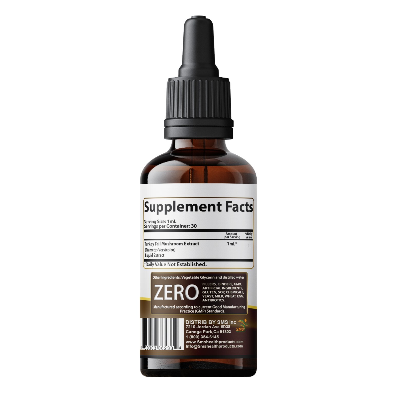 Turkey Tail Mushroom Extract Strong Organic Tincture Liquid Herbal Drops 2 Fl oz