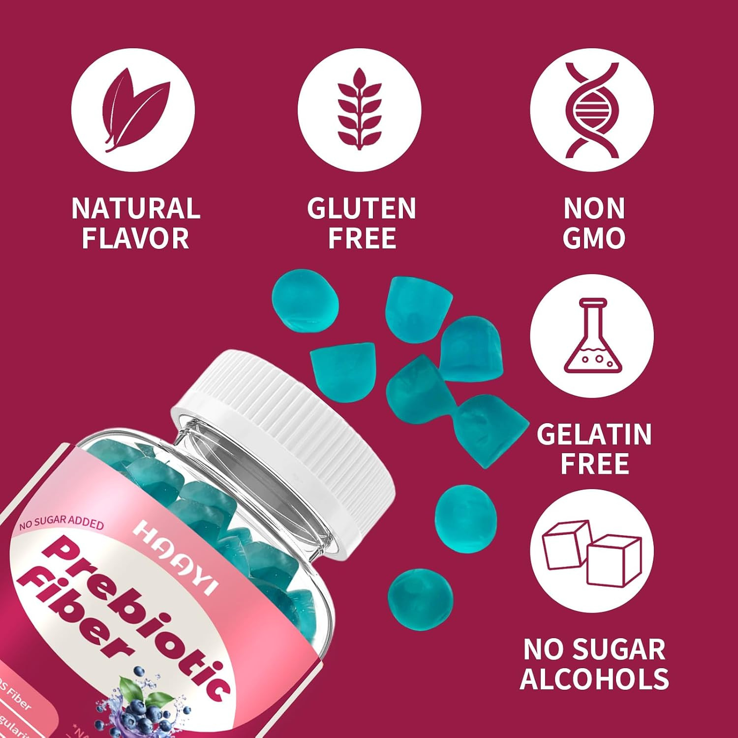 Prebiotic Fiber Gummies 90 Count Zero Sugar Digestive Support