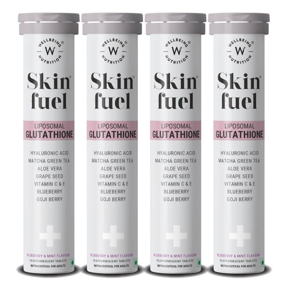 Wellbeing Nutrition Skin Fuel Liposomal Glutathione 90% 15 Veg Tabs each Pack