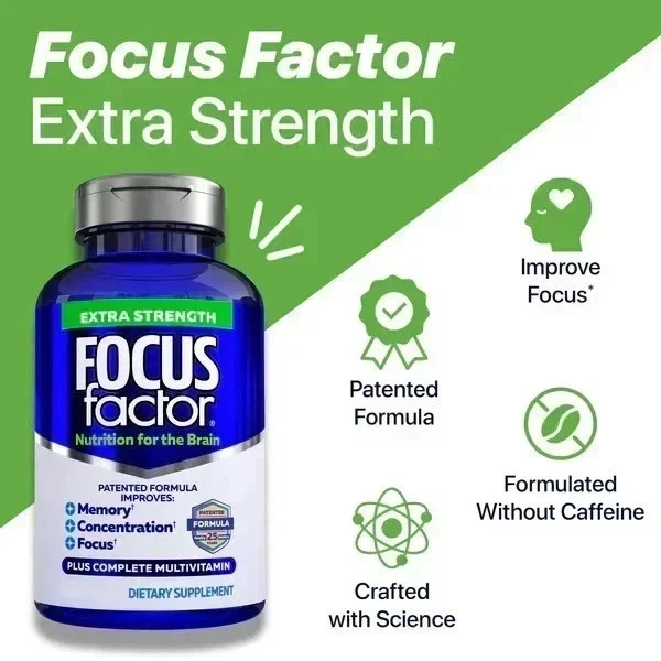 2 Packs Focus Factor Adults Extra Strength- Brain Supplement for Memory- 120 Tab