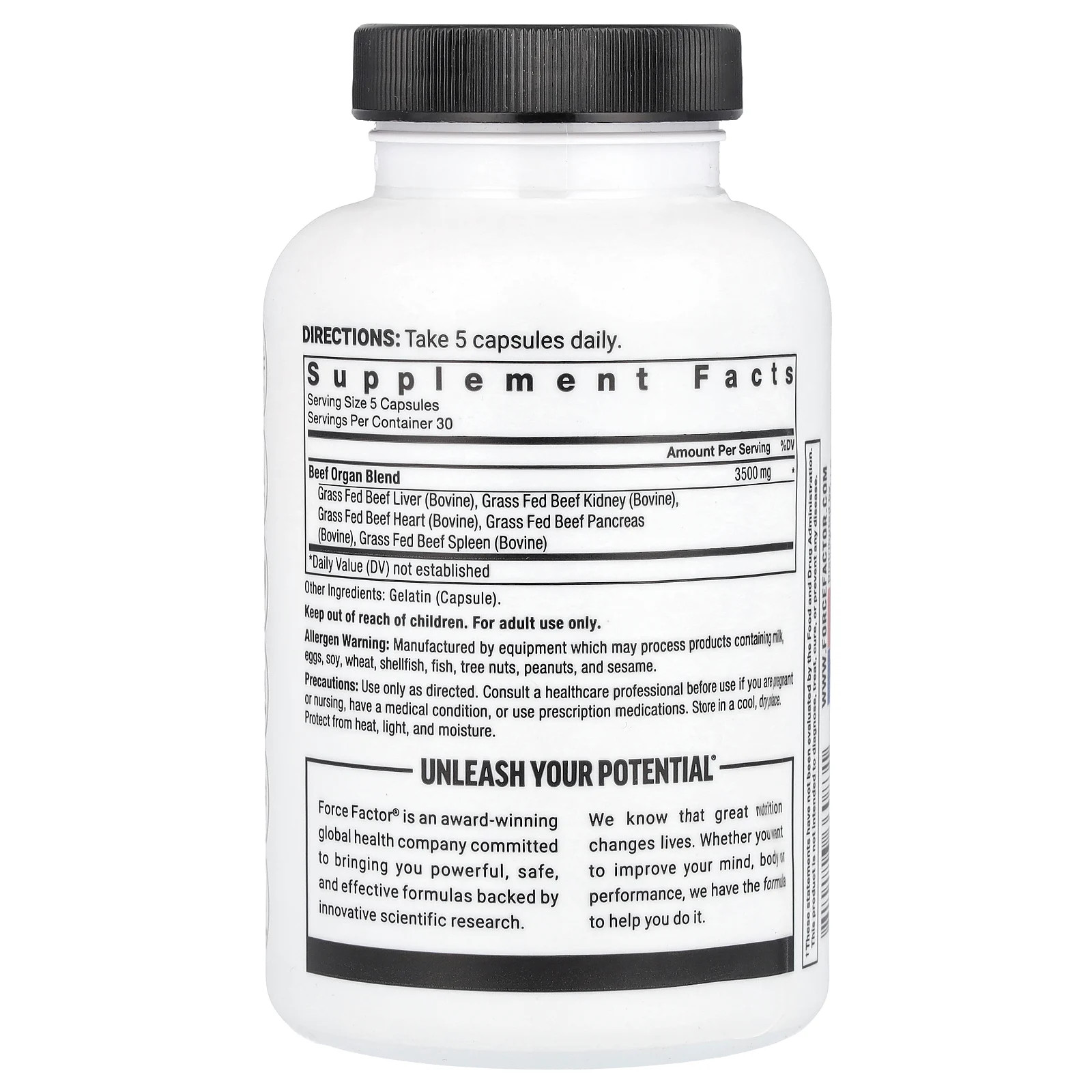 Primal Origins™, Grass-Fed Beef Organs, 3,500 mg, 150 Capsules (700 mg Per