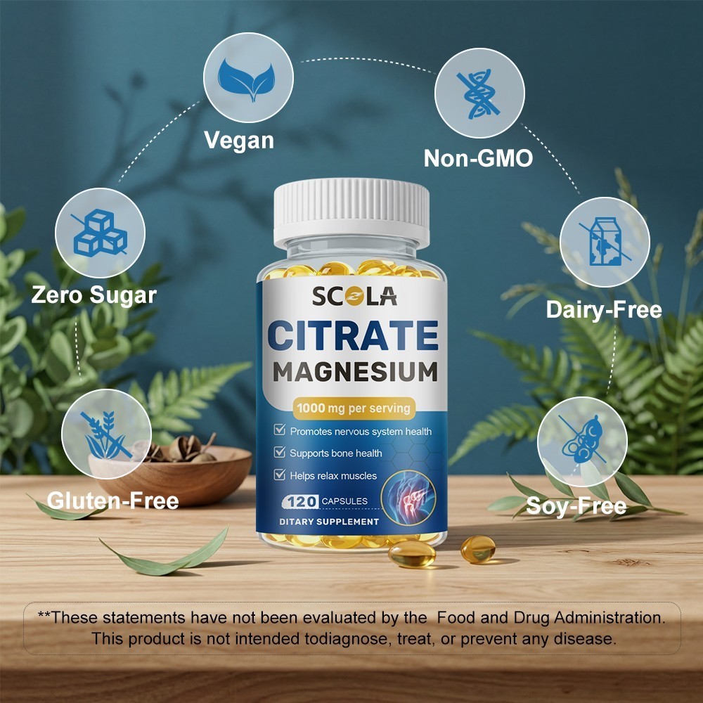 Magnesium Citrate 1000mg Capsules Super Strong Effective Capsules 120 Softgels