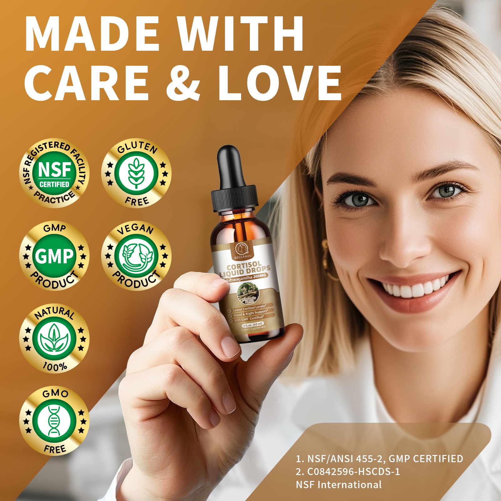 21-in-1 Cortisol Manager Reducer Liquid Drops, Support Night, Focus & Energy