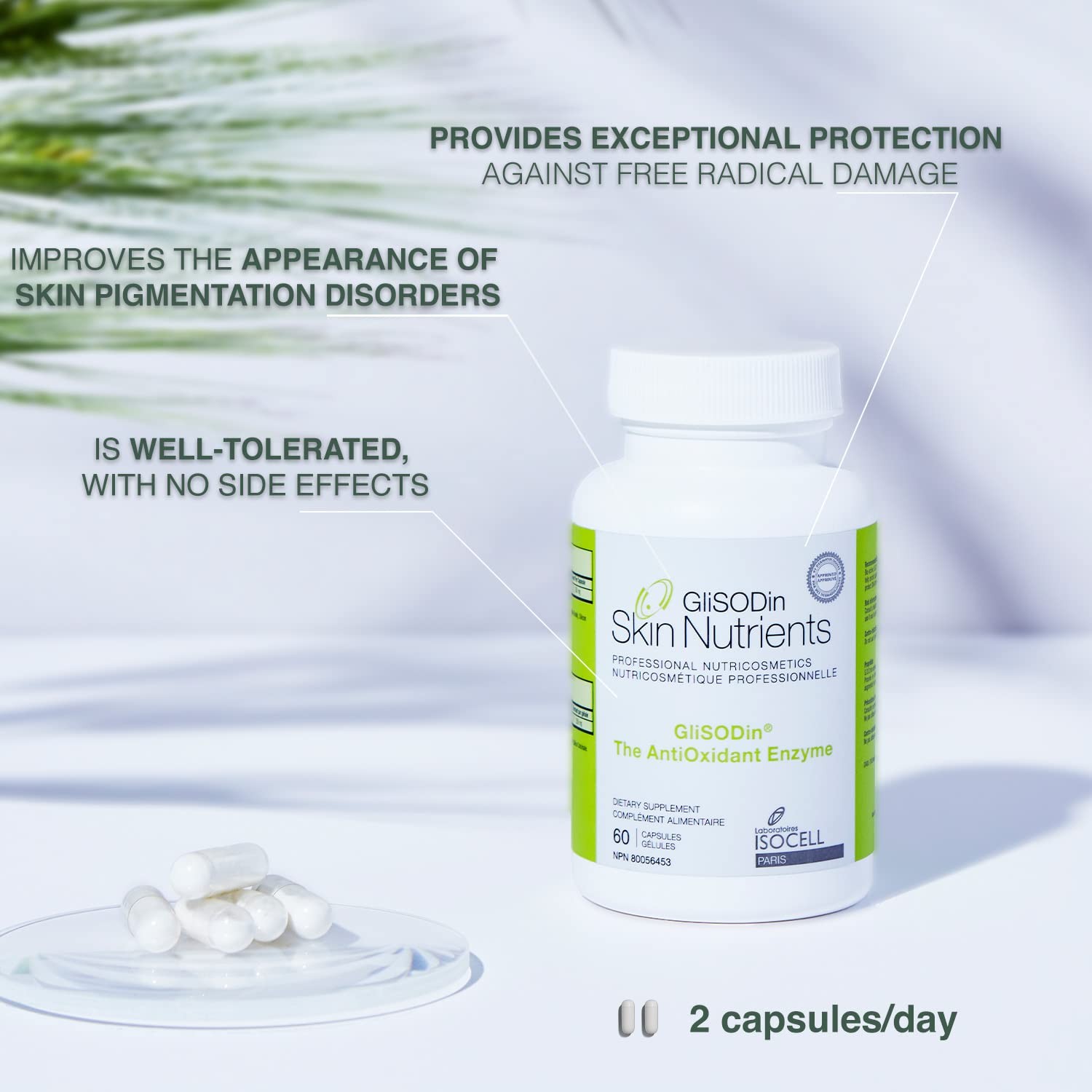 GliSODin Skin Nutrients The Antioxidant Enzyme – Reduces 60 Count (Pack of 1)