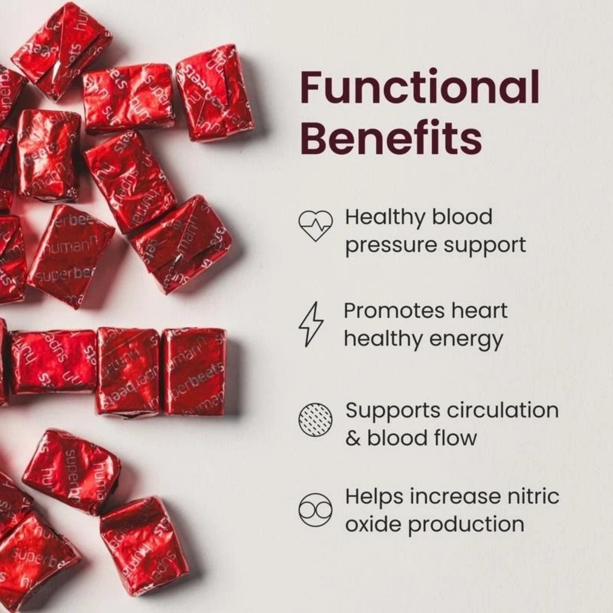 Super Beets Heart Chews | Blood Pressure & Energy Support Pomegranate Berry 60ct