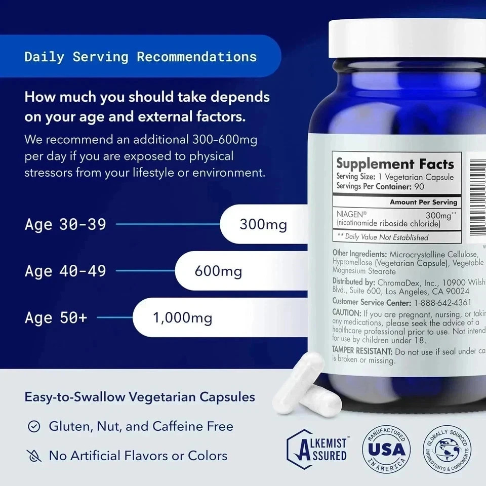 NEW 300mg TRU NIAGEN NAD Supplement Niagen for Brain Function & Anti-Aging