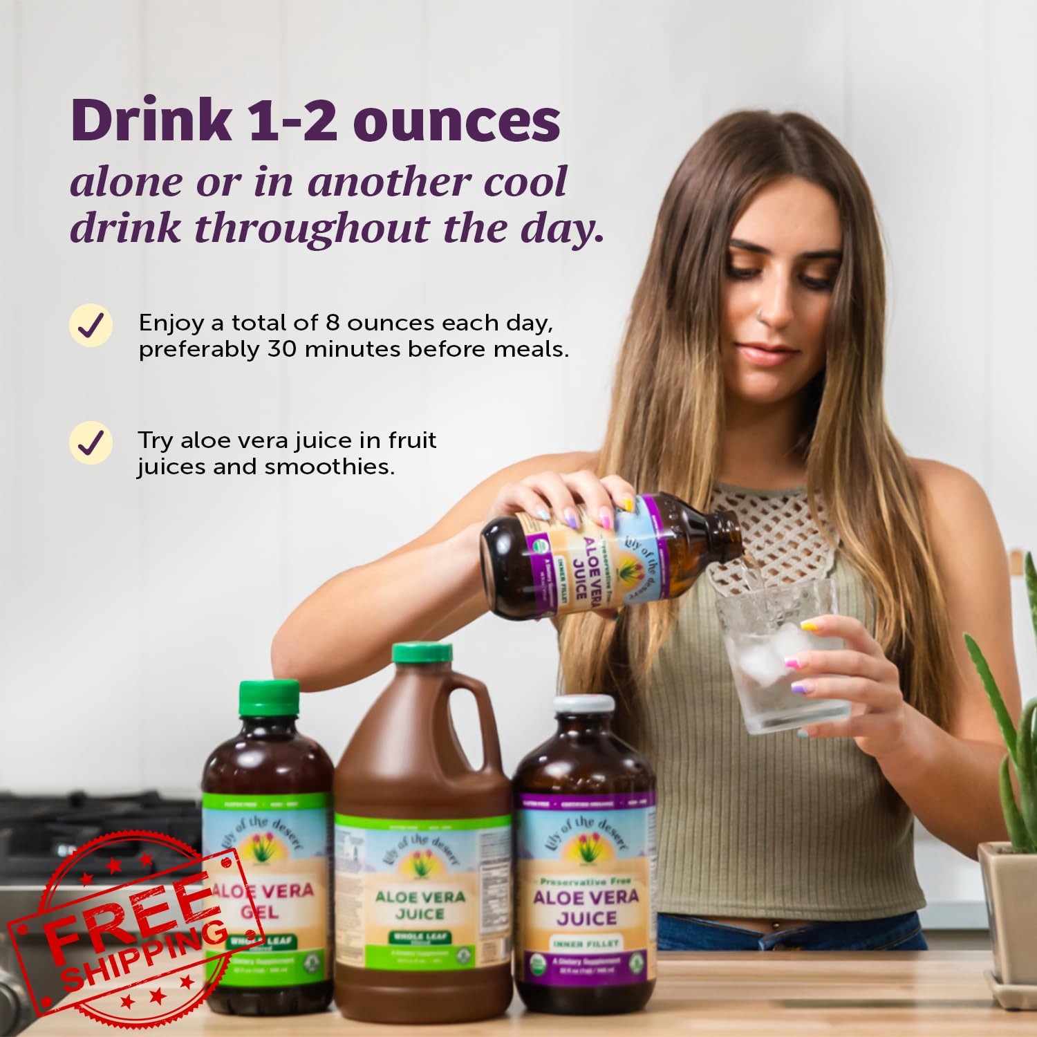 Lily of the Desert Aloe Vera Juice Preservative Free, Whole Leaf Filtered Alo…