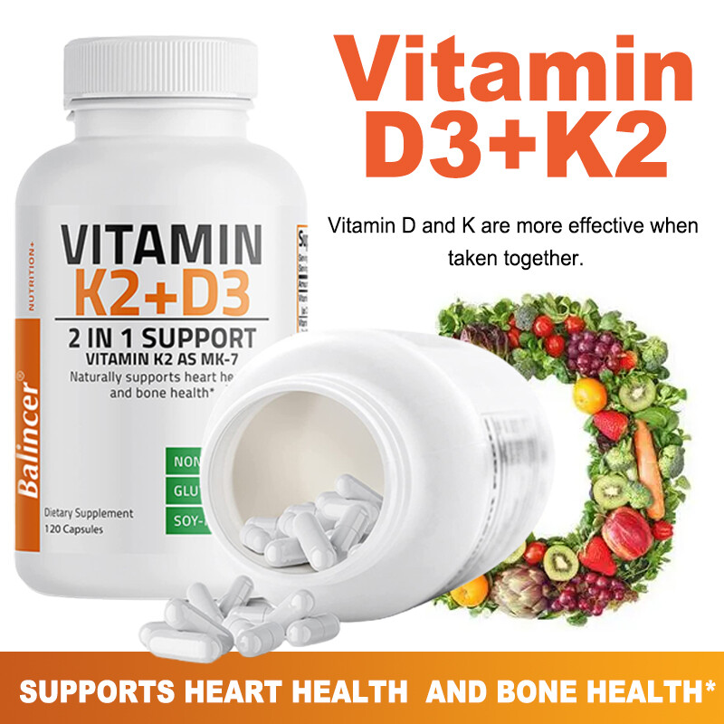 Vitamin K2 (MK7) + D3 Extra Strength Bone & Heart Health Non GMO, 30/60/120 Caps