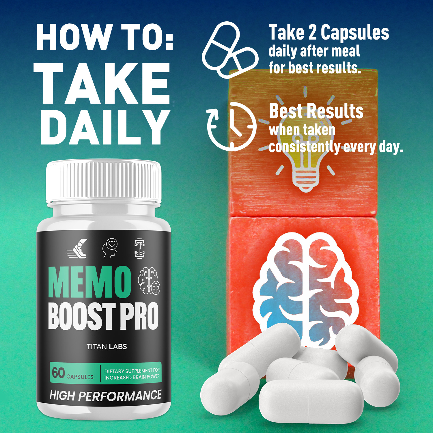 (5 Pack) Memo Boost Pro Nootropic Natural Brain Support MemoBoostPro 300 Capsule