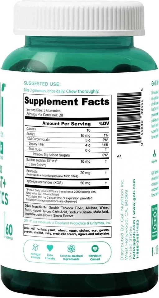3 Pack Goli Zero Sugar Best Seller Trio Set Gummies 60Caps Per Bottle