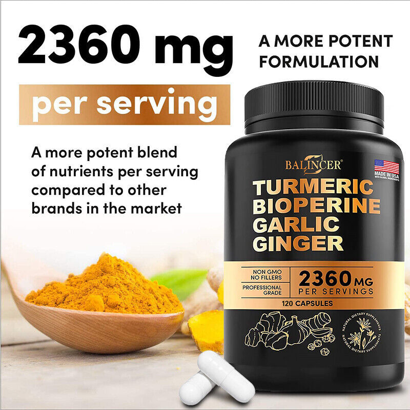 30/60/120Capsules Turmeric Curcumin 2360mg Herbal Extract with BioPerine