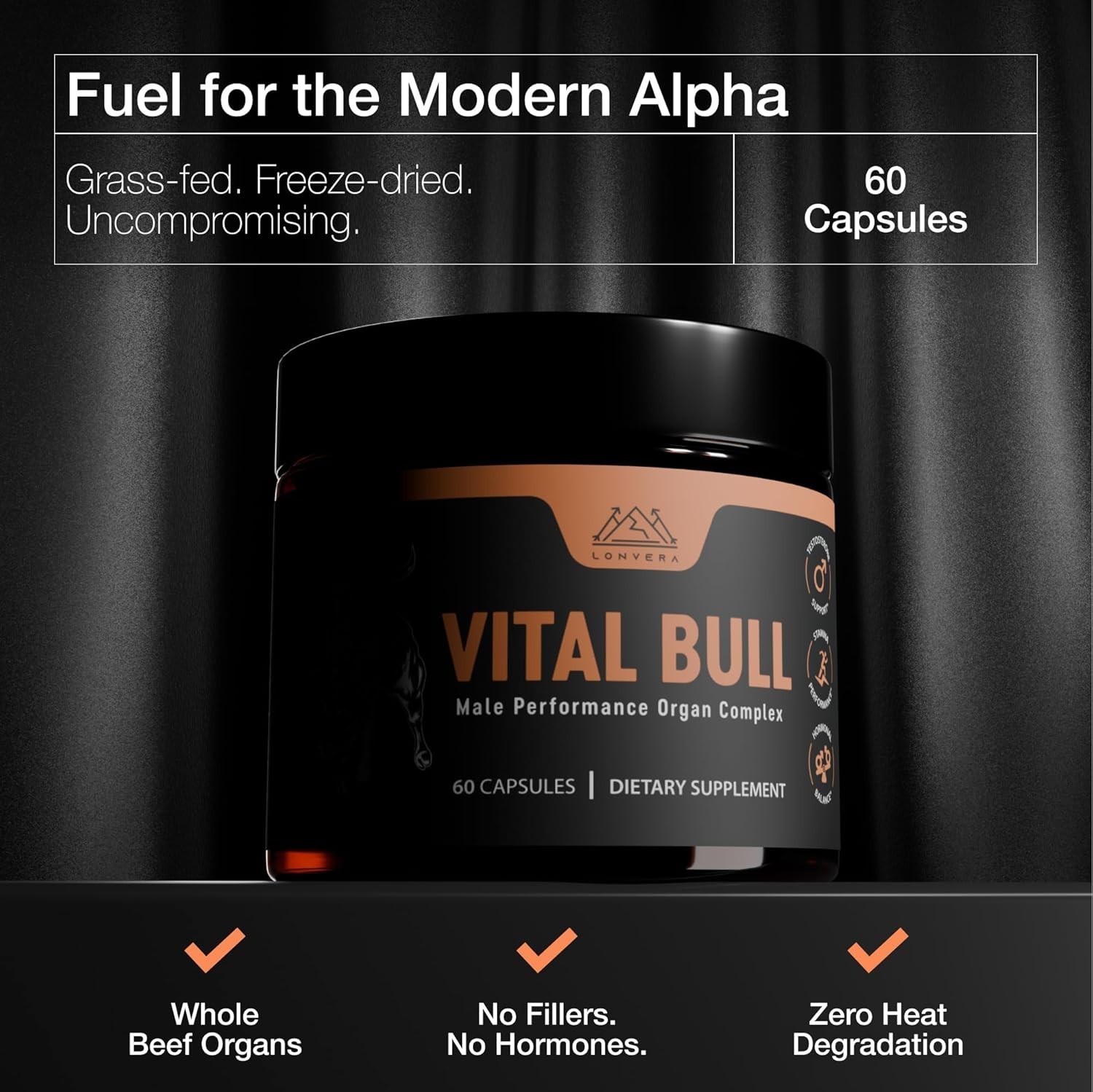 2x Lonvera Vital Bull Beef Organ Supplement for Men – Grass Fed Organs