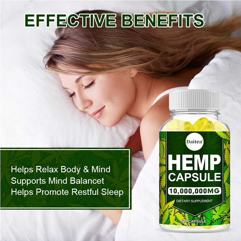 HEMP Capsule For Calm,Sleep,Stress,Anxiety,Pain,Muscle,Relax 30 to 120 Capsules