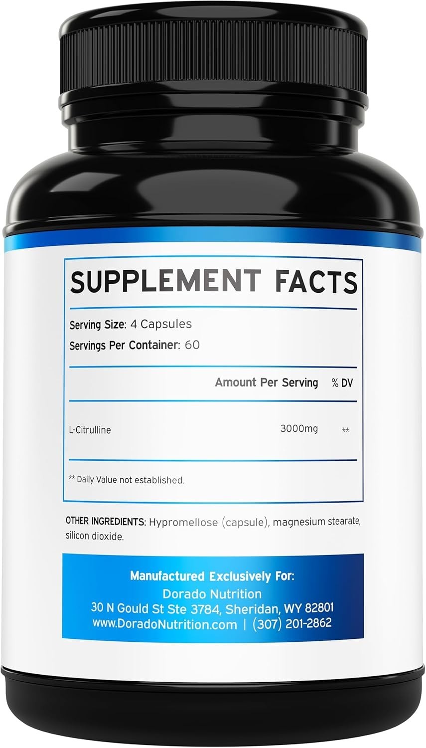 L-Citrulline 3000mg 240 Capsules GMP Certified & Non-GMO Free Form Amino
