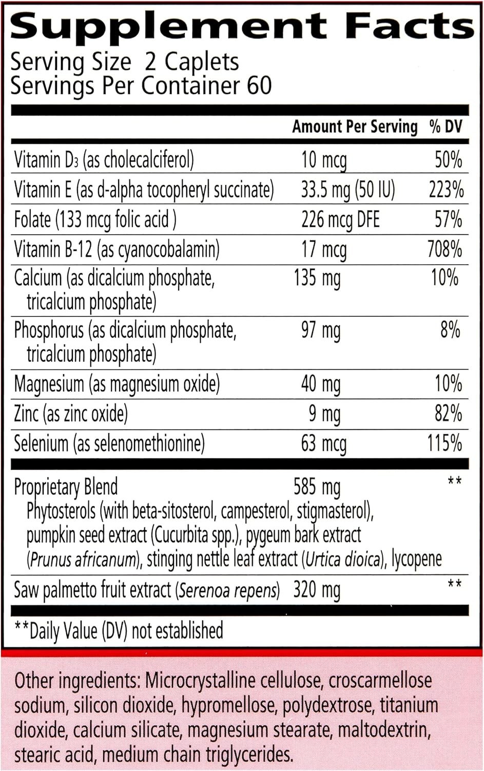 URINOZINC PROSTATE PLUS Saw Palmetto + Beta Sitosterol – Exp 11/27+