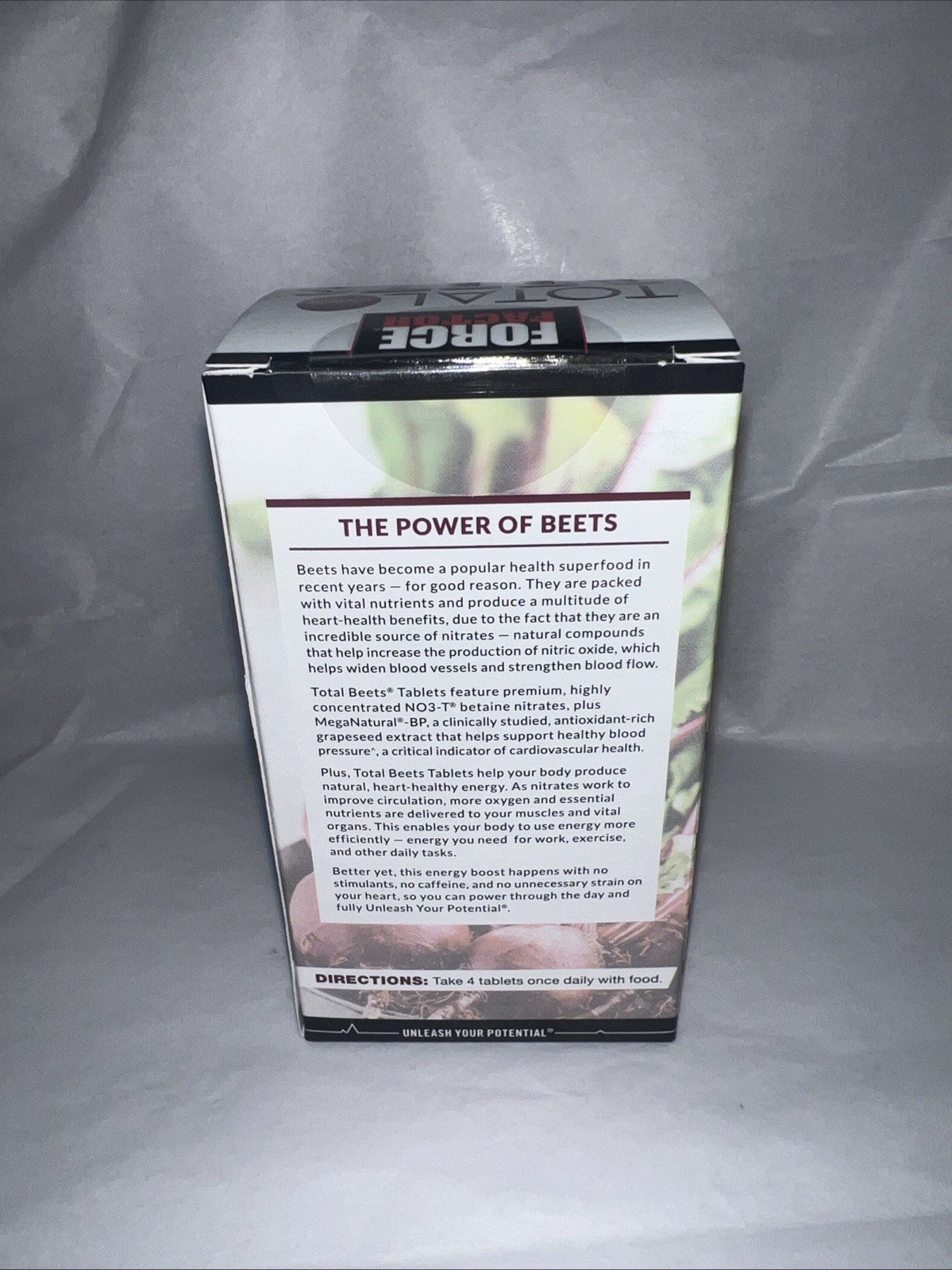 Force Factor Total Beets Blood Pressure Supplement with Beetroot, 120 Tablets
