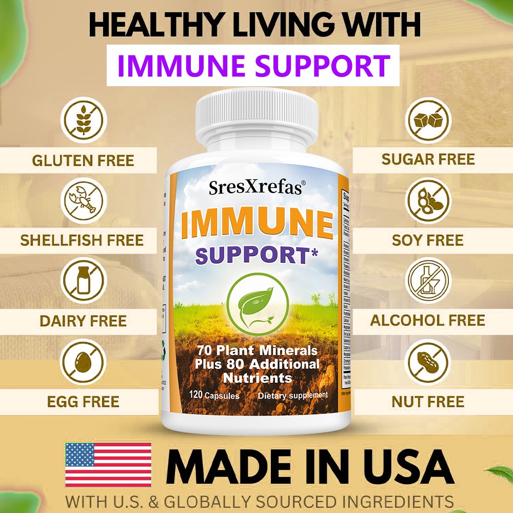 Immune Support With 70 Plant Minerals Plus Eye Brain Health 30/60/120 Capsules