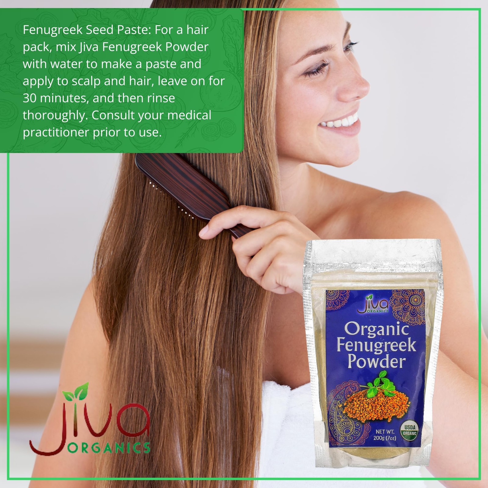 Jiva Organics Organic Fenugreek Powder 7oz Bag – Gluten 7 Ounce (Pack of 1)