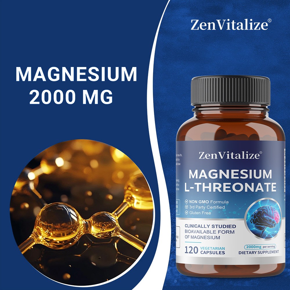 Magnesium L-Threonate 2000mg-Support Brain Health,Memory,Focus 30/60/120 Caps