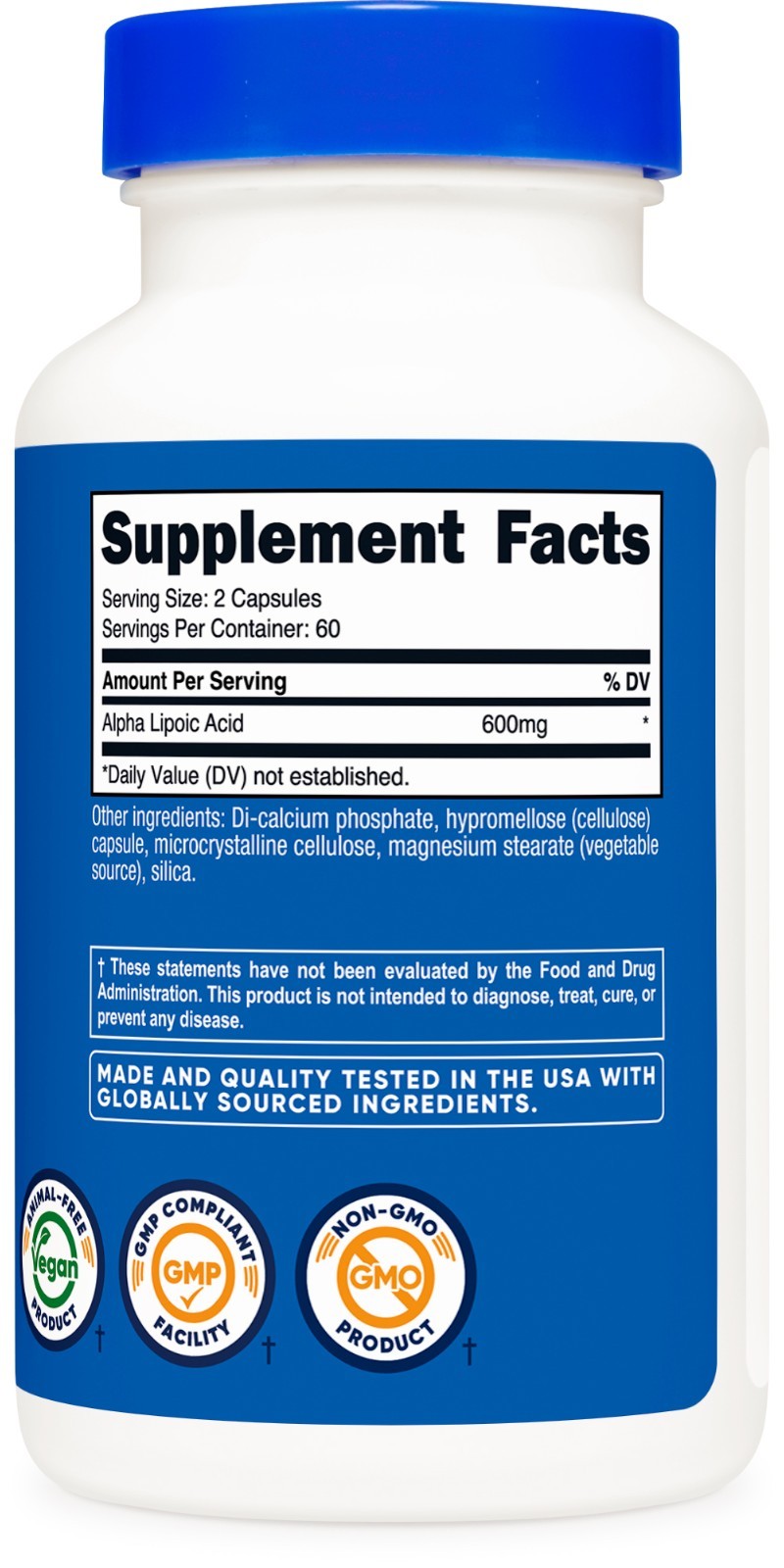 Nutricost Alpha Lipoic Acid 600mg Per Serving 120 Caps, 60 Servings
