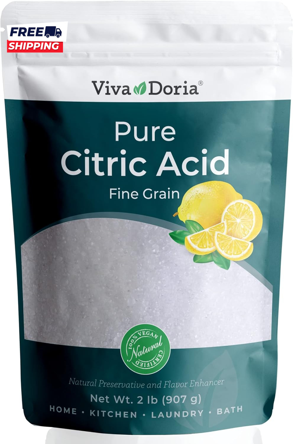 100% Pure Citric Acid Food Grade Fine Grain 2 Lb (907 G)