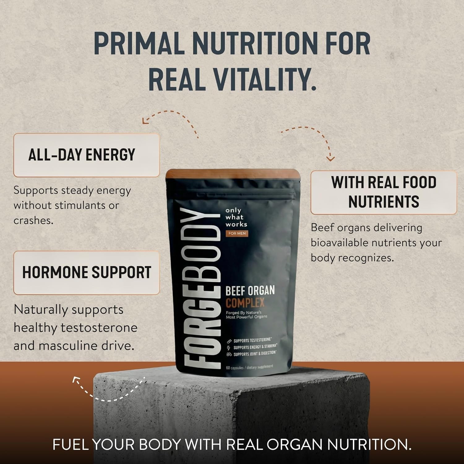 FORGEBODY Beef Organ Complex – Grass-Fed Nutrition for Athletes, 60 Capsules