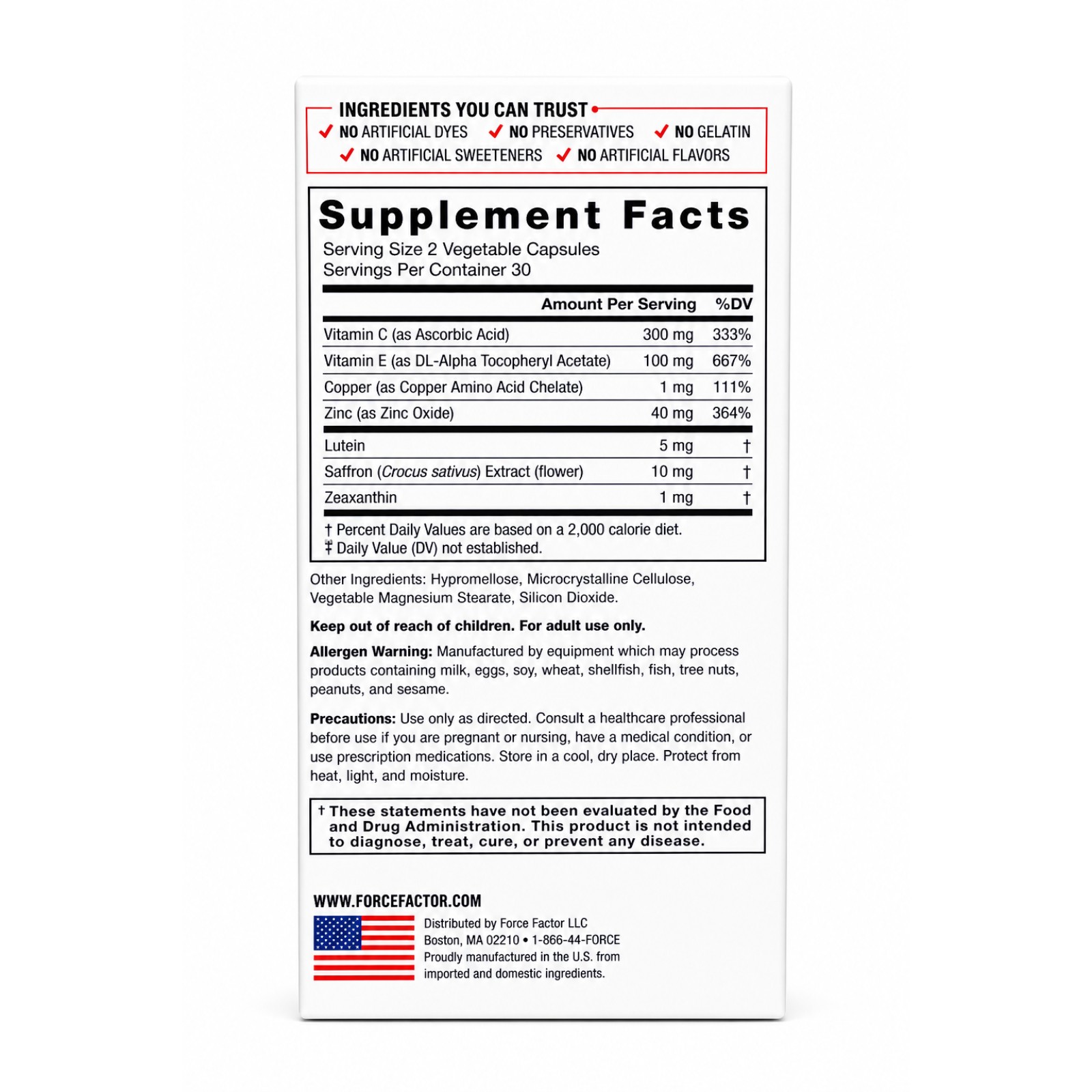 Force Factor Complete Eye Health Clinical Strength Eye Vitamins Exp 07/26