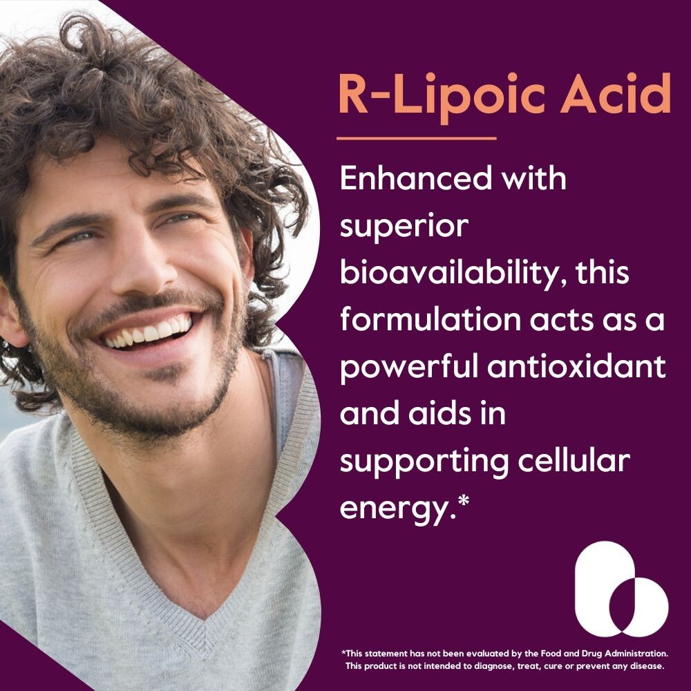R-Lipoic Acid 200mg Stabilized with BioEnhanced NA-RALA (60 Vegetarian Capsules)
