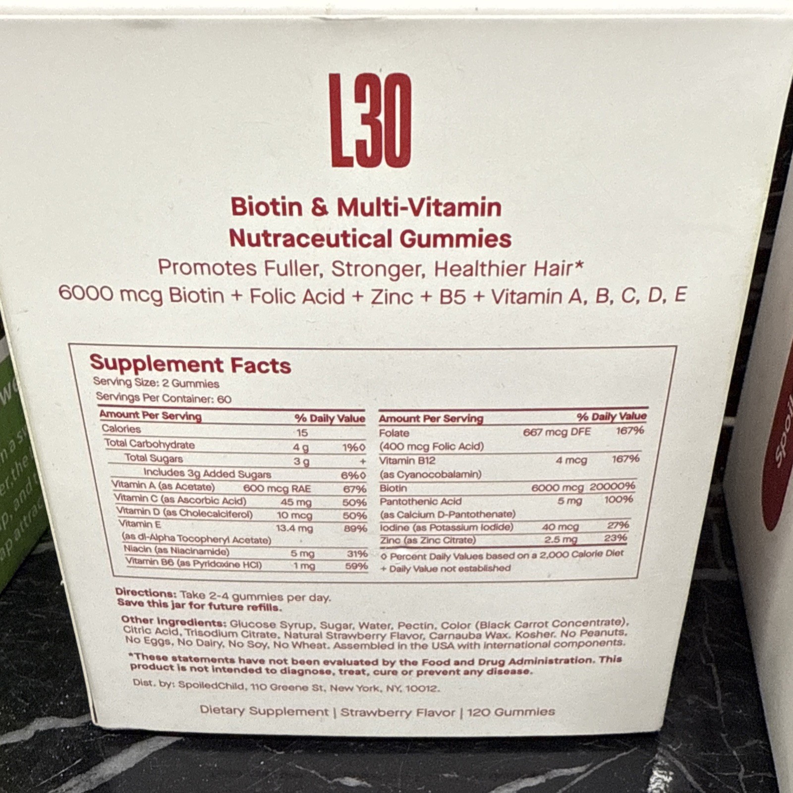 2x Spoiled Child L30 Biotin & Multi-Vitamin 240 Hair Gummies New in box