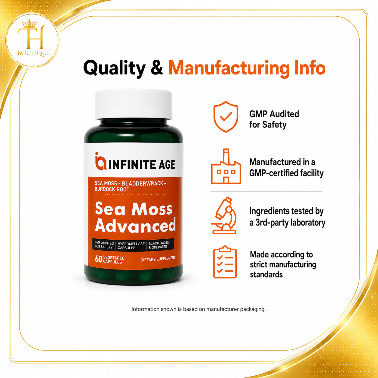 INFINITE AGE Sea Moss Advanced 1250mg Bladderwrack Burdock 60 Caps Exp 12/29