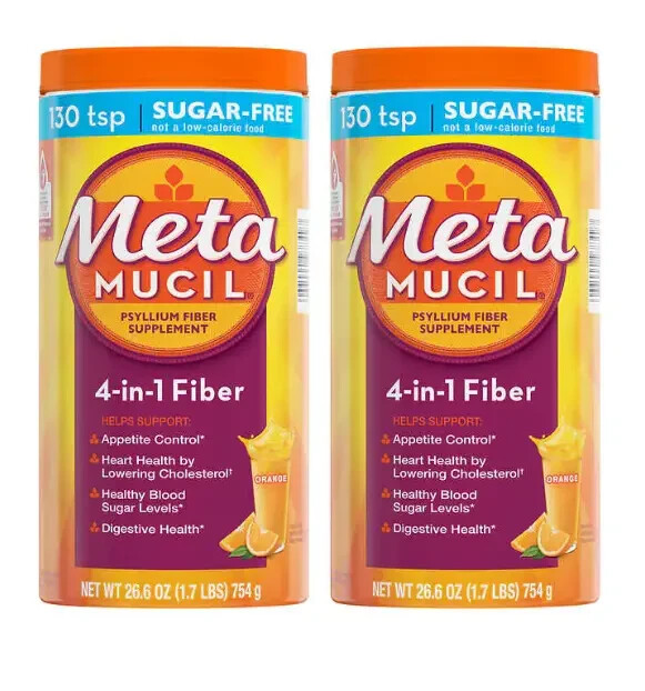 Metamucil Fiber Supplement, Orange Sugar Free, 260 Servings