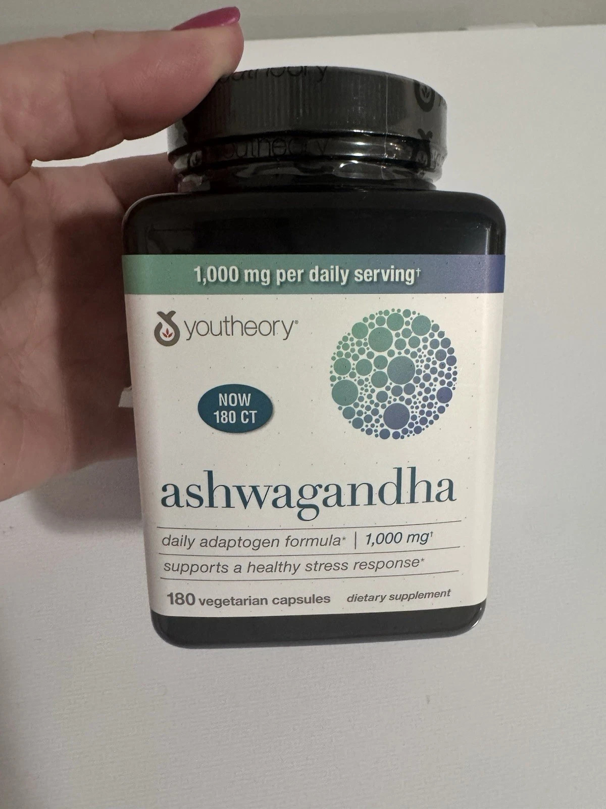 Youtheory Ashwagandha 1000mg 180 Capsule Stress Mood Cortisol Support Supplement