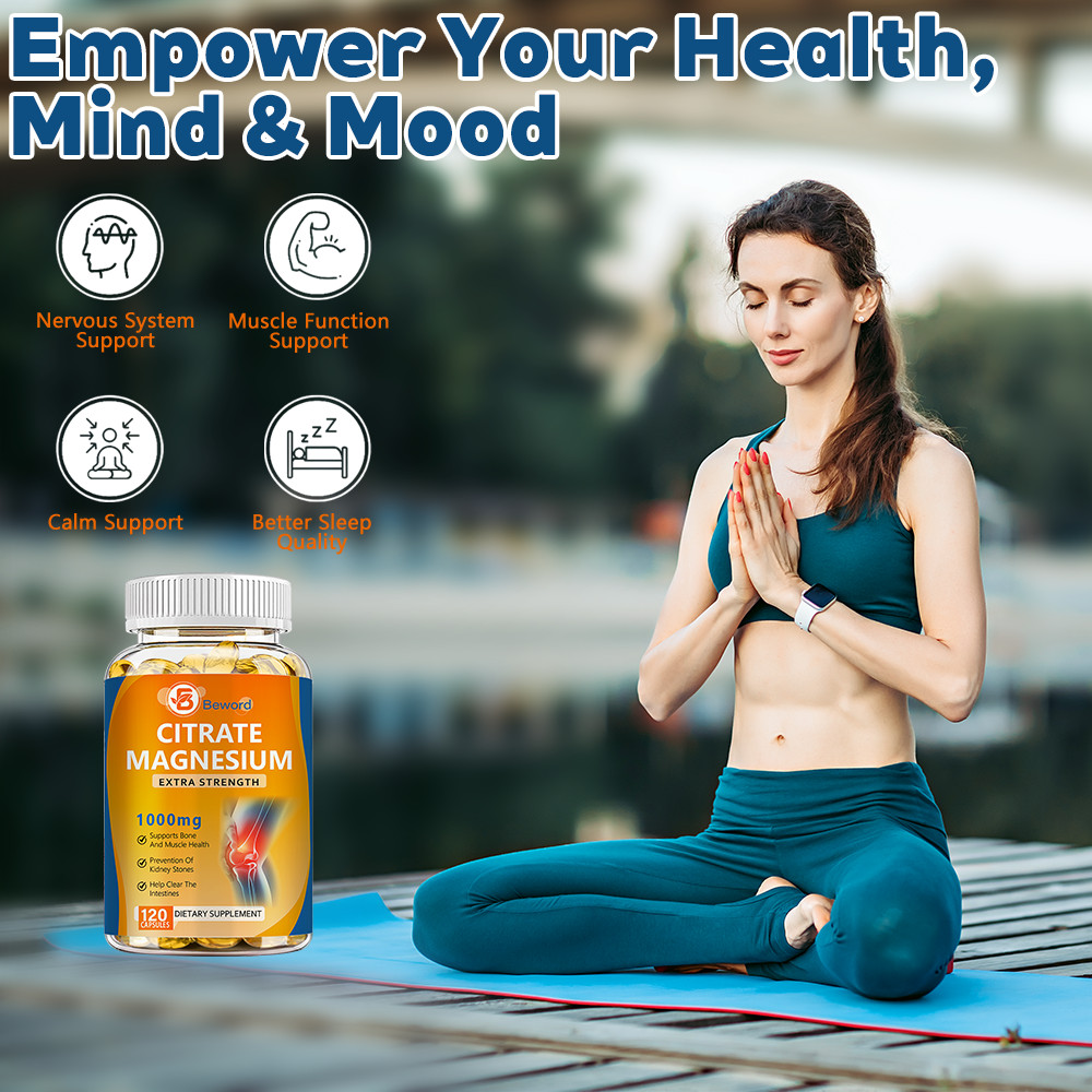 Magnesium Citrate Capsules 1000mg Per Serving – Highest Potency 120 Capsules
