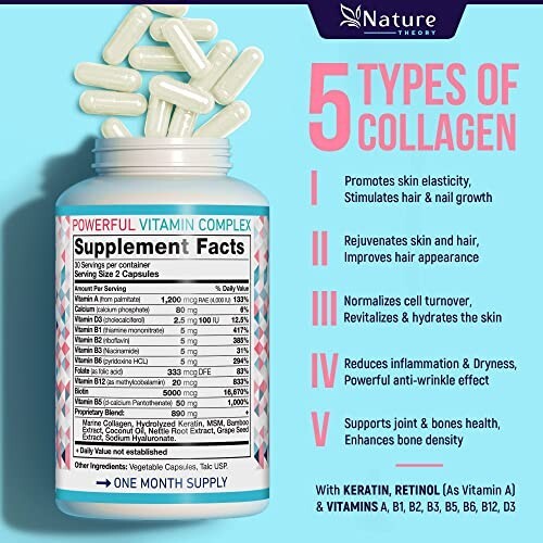 Biotin, Collagen & Keratin Capsules for Hair, Skin, Joint, 5000mcg