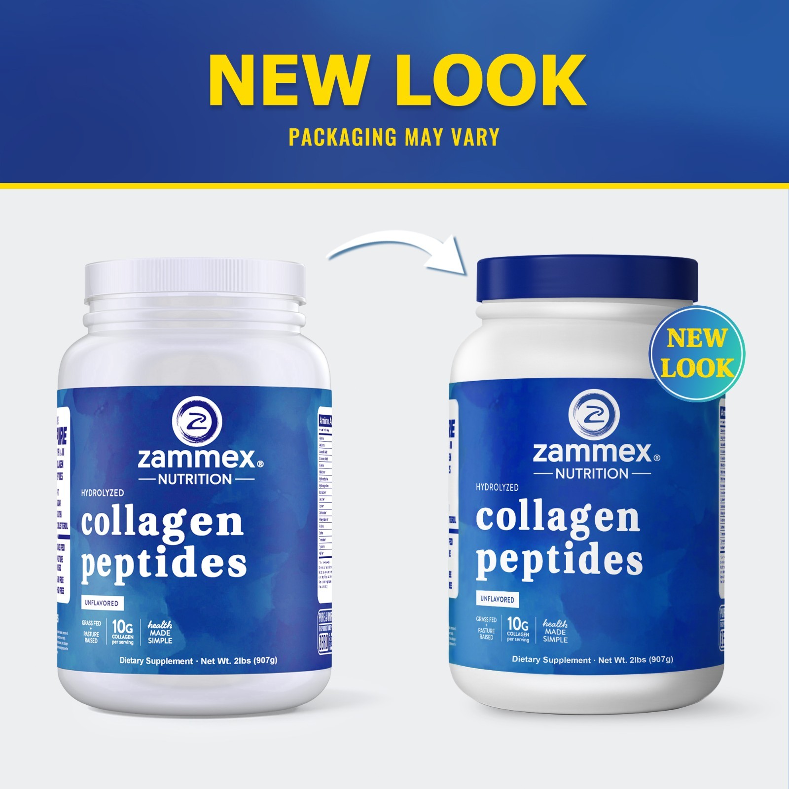 Collagen Peptides Powder Hydrolyzed Protein Unflavored Supplement 2lb-Type 1&3