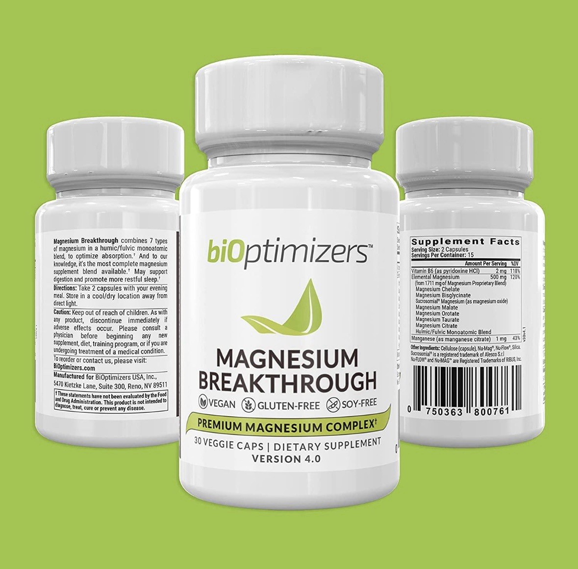 Bioptimizers Magnesium Breakthrough 4 ~ 7 essential forms 30 capsules 250mg ea