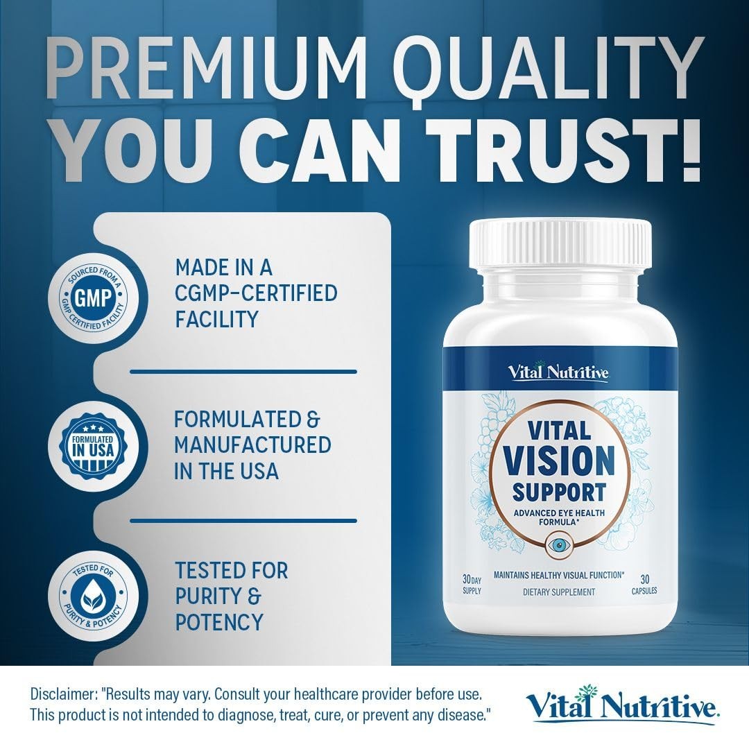 Vital Vision Support – Eye Health Supplement with Vitamin A Lutein Beta Carot…