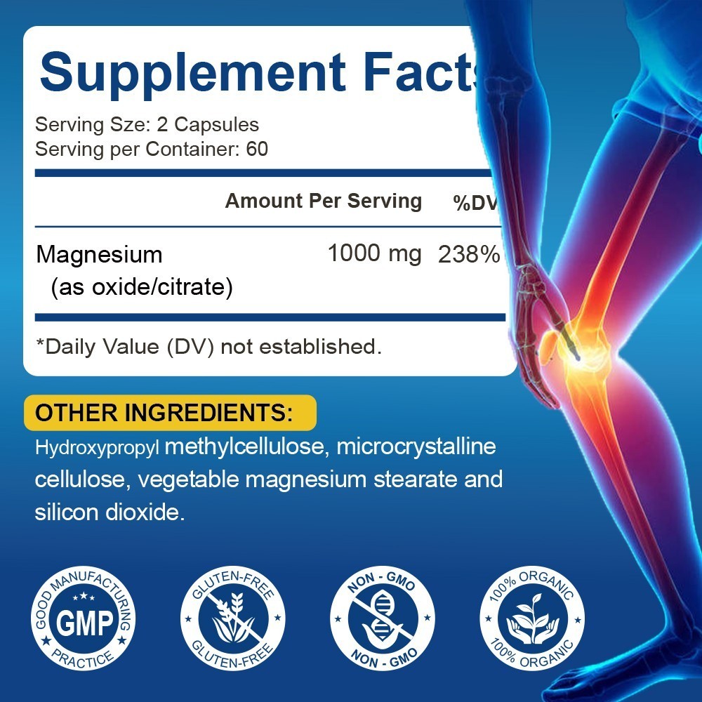 Magnesium Citrate 1000mg Capsules Super Strong Effective Capsules 120 Softgels