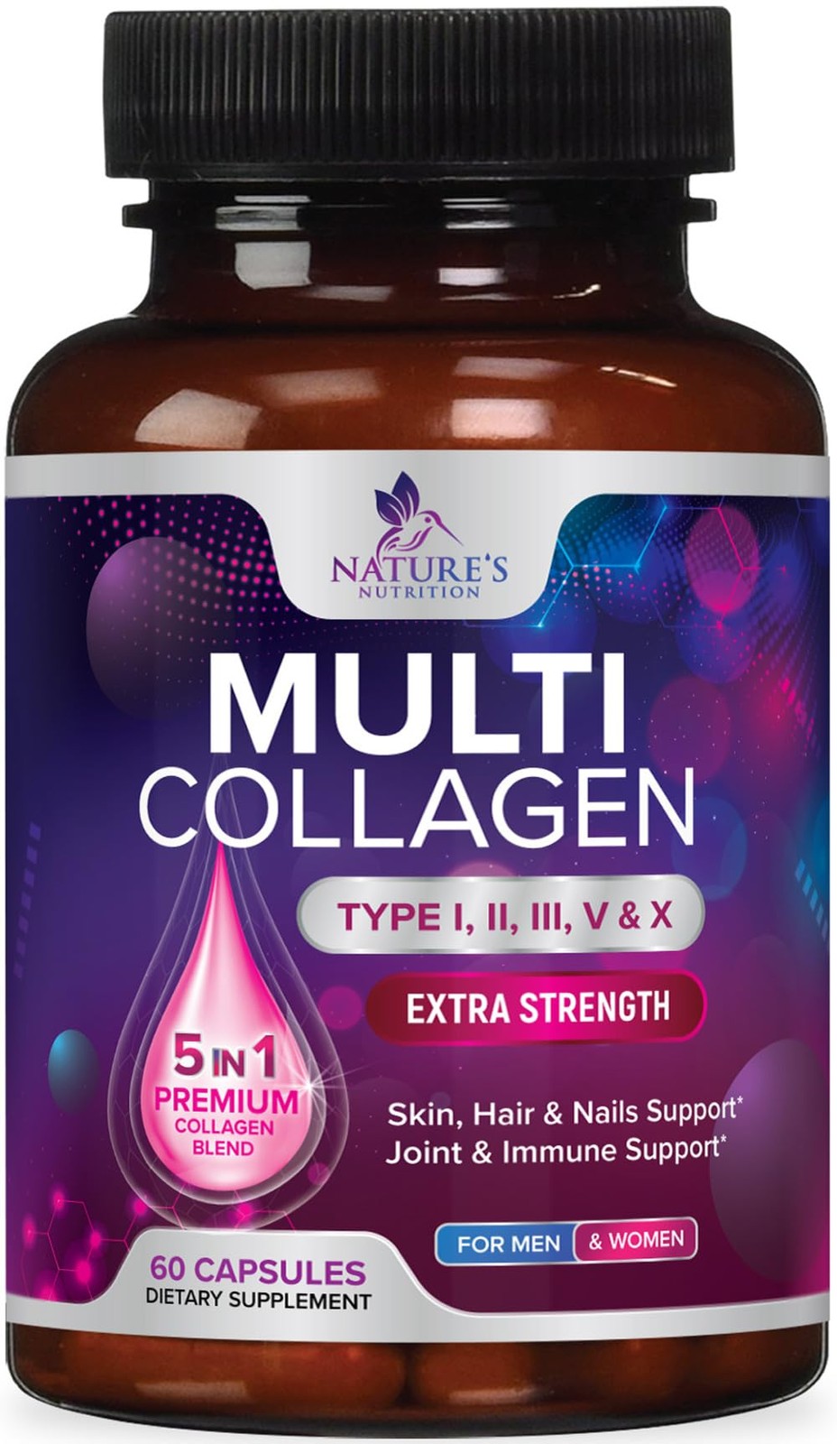 Multi Collagen Complex Pills – Hydrolyzed 60 Count (Pack of 1)
