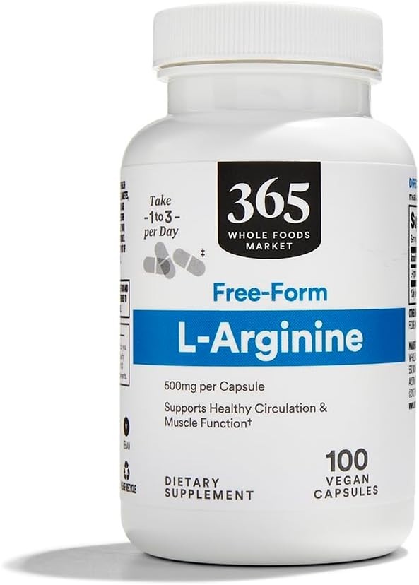 L-Arginine 500mg – 100 Veggie Caps for Circulation & Muscle Support