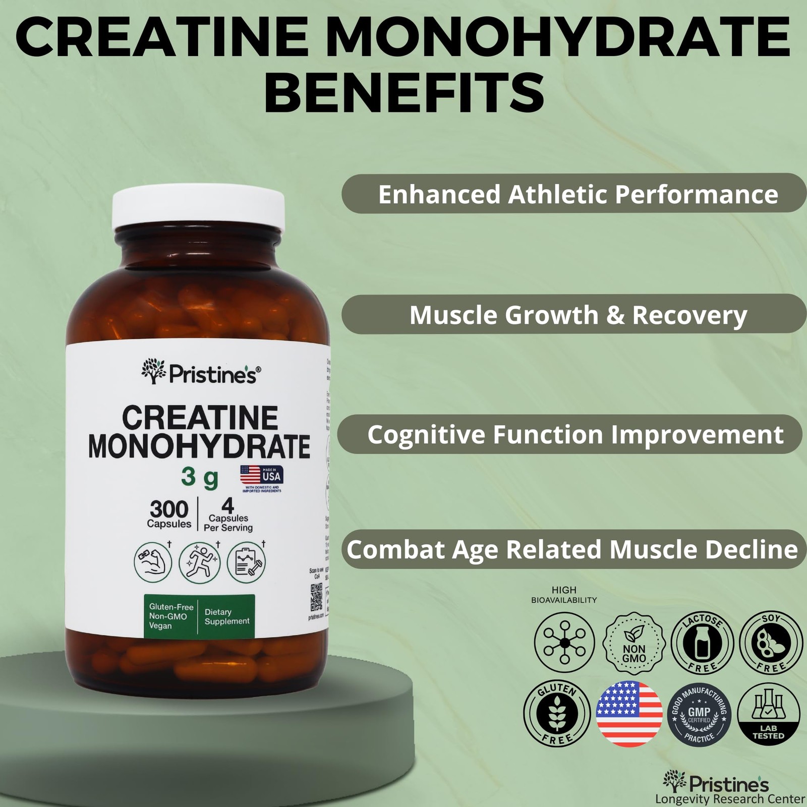 Pristine’S Pristines Creatine Monohydrate Capsules For Women Men – Nsf
