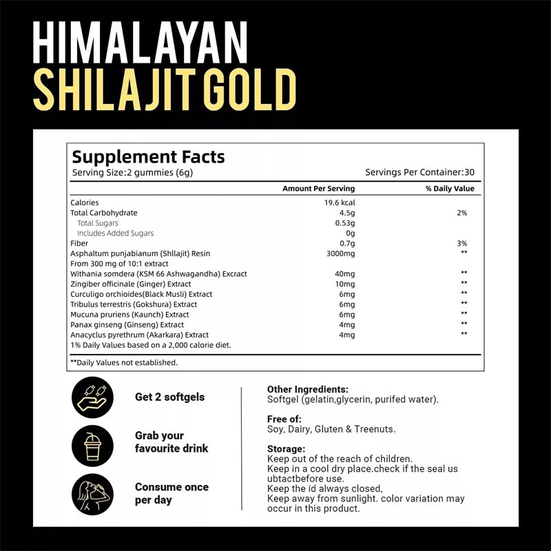 Shilajit 300 Gummies, Shilajit Micronutrient Supplement, Himalayan Premium fresh