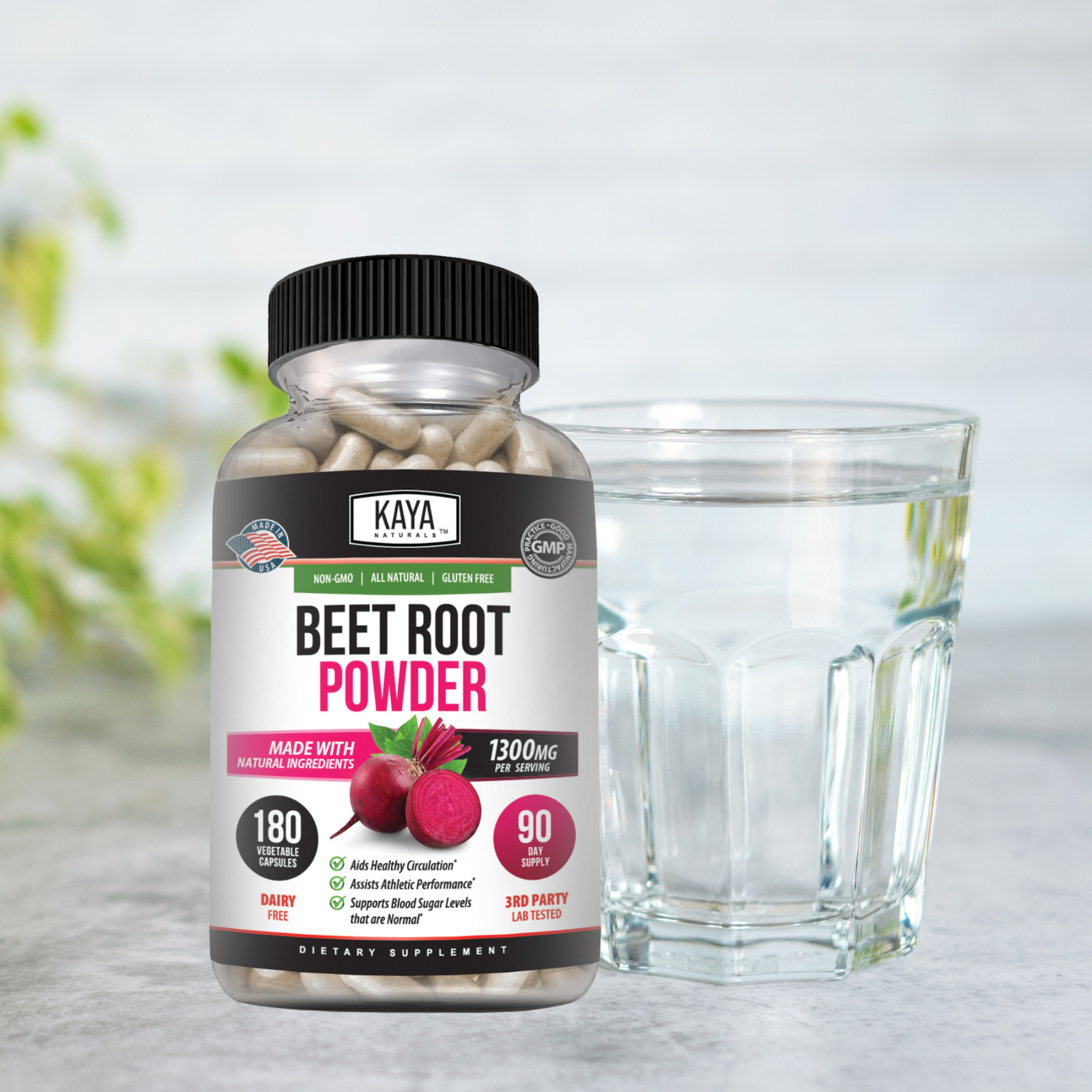 Organic Beet Root Powder 1300mg 180ct Nitric Oxide Booster Superfood Beetroot