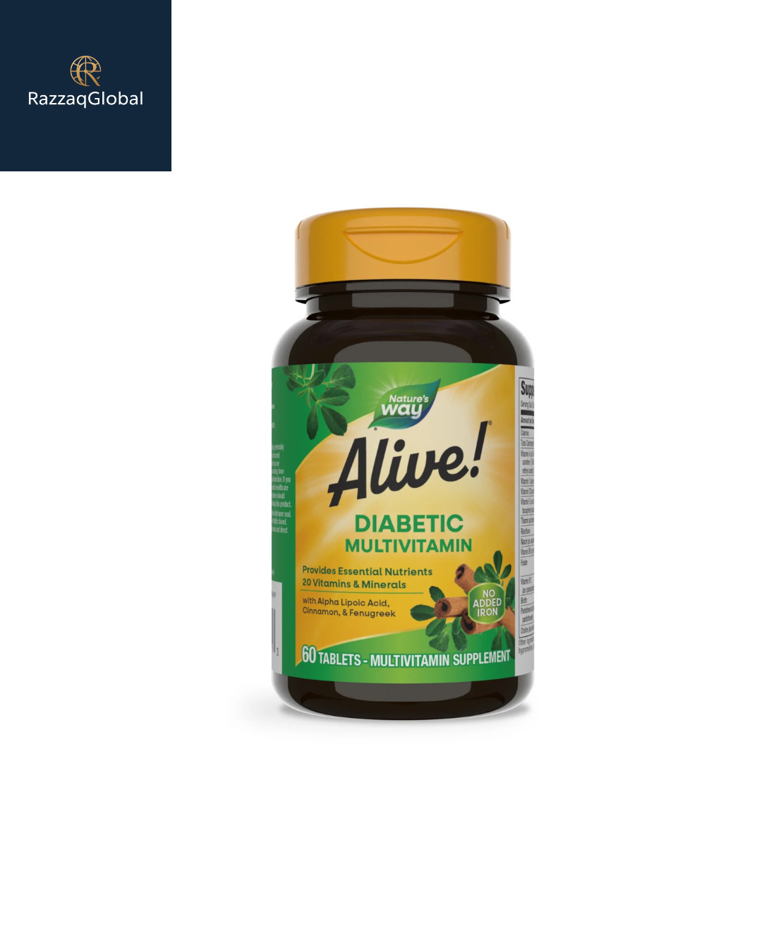 Alive! Diabetic Multivitamin B-Vitamins Adults Unisex 60ct